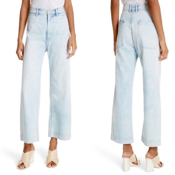 La Vie Rebecca Taylor Wide Leg High Rise Jean Light Acid Wash Festival Sz 32 - Picture 1 of 15